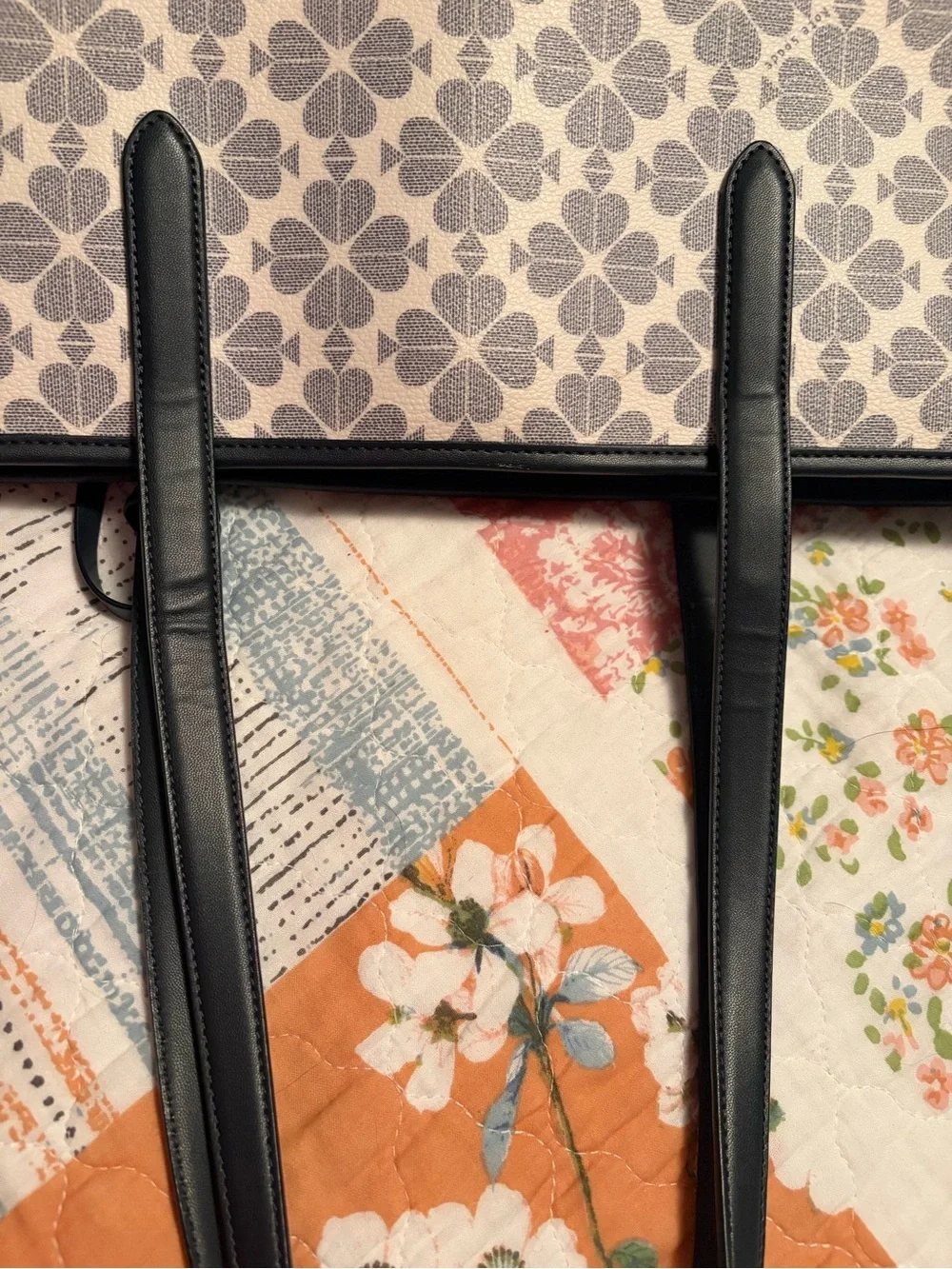 Kate Spade signature spade flower large tote with black trim